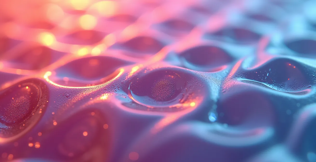 Détail macro de la texture colorée d'une structure gonflable