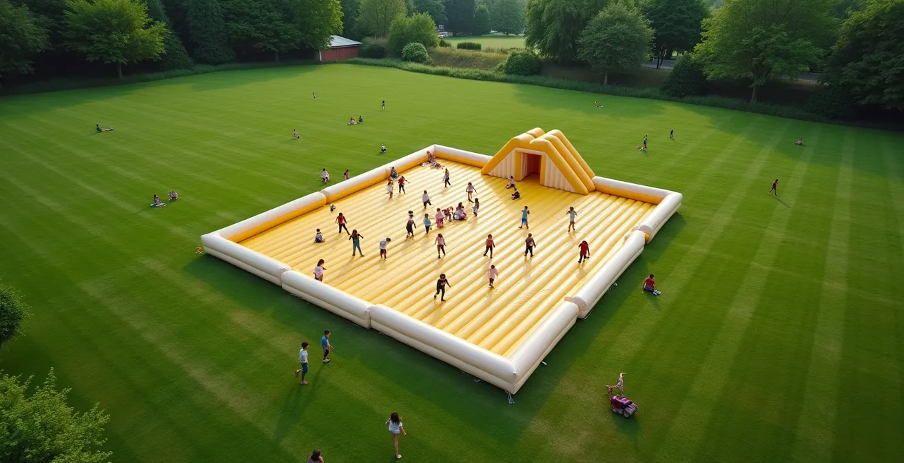 Vue aérienne montrant l'organisation fluide des flux d'enfants